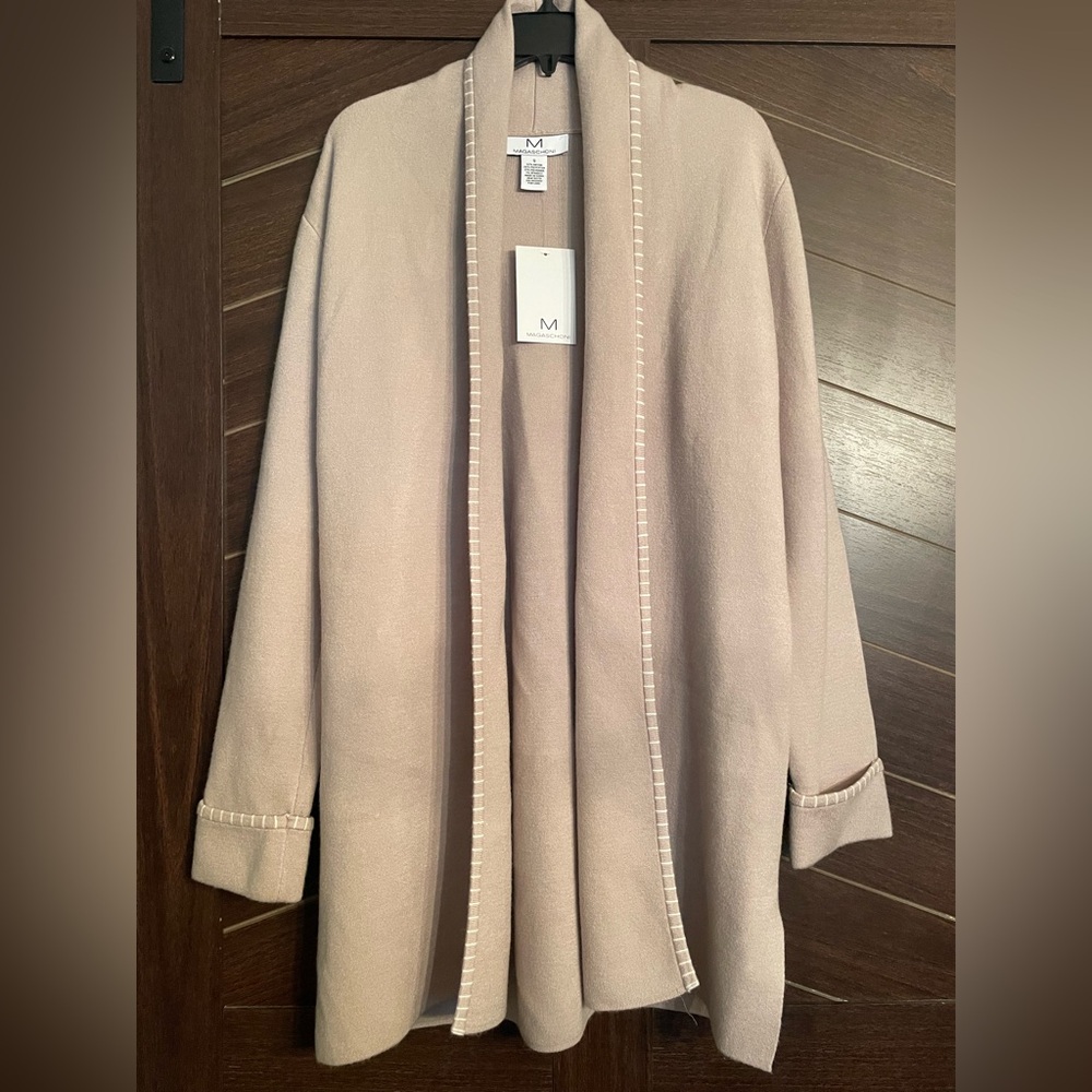 Magaschoni Long Open Front cardigan size small NWT